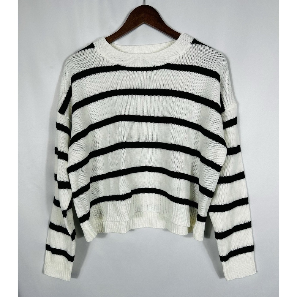 Womens Oversized Cropped Sweater Size S Striped Coastal Fisherman Preppy Capsule